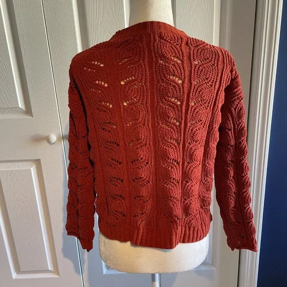 Women's Junior's Poof Apparel Rust Long Sleeve Cropped Sweater Top Size Small - Picture 2 of 6